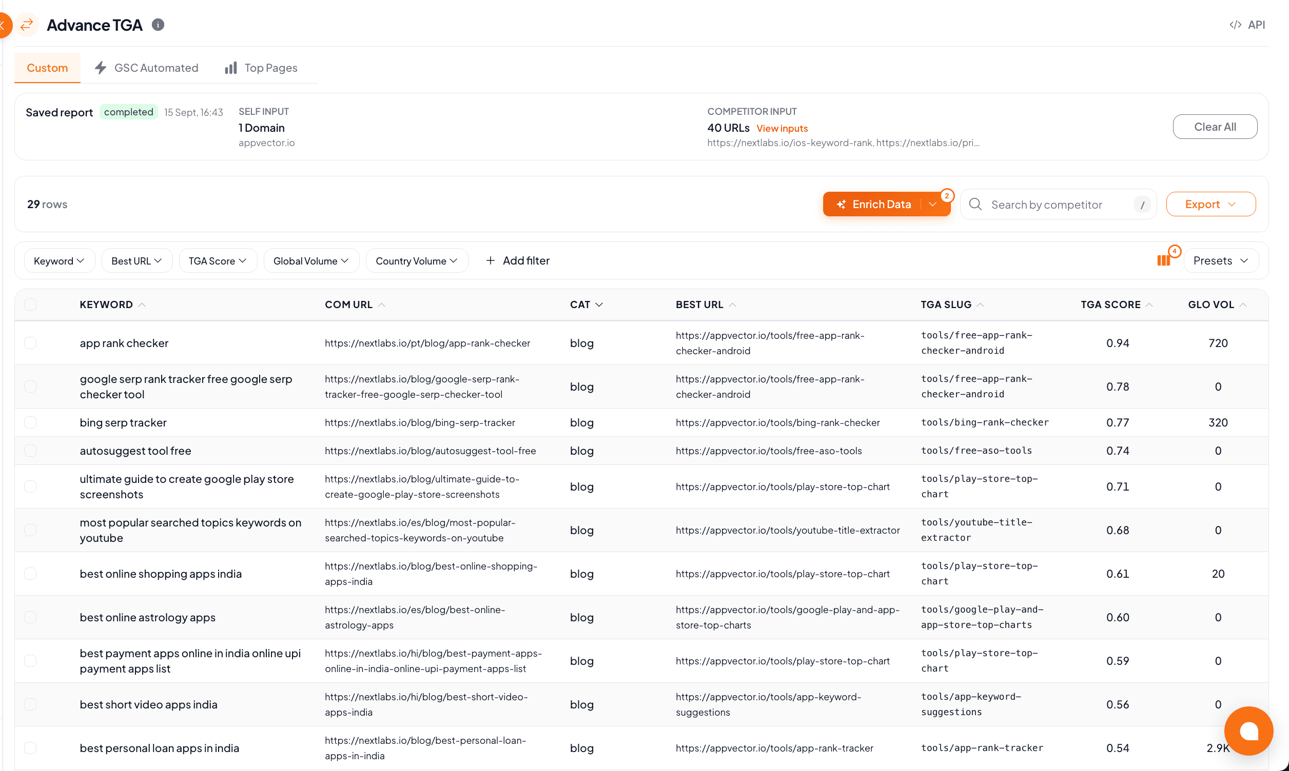 SearchVector Advance Traffic Gap Analysis