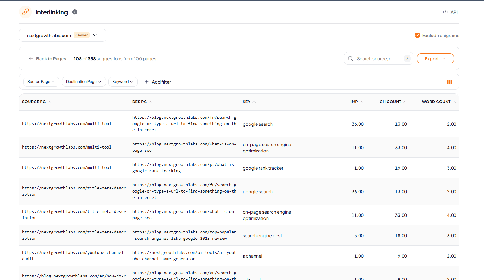 SearchVector Interlinking Tool