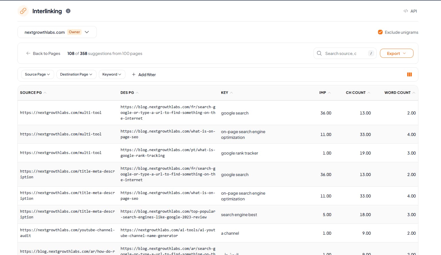 SearchVector Interlinking Tool